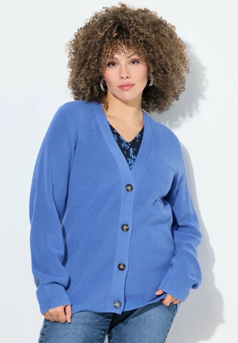 V-NECK LONG SLEEVE - Strickjacke - aegean blue