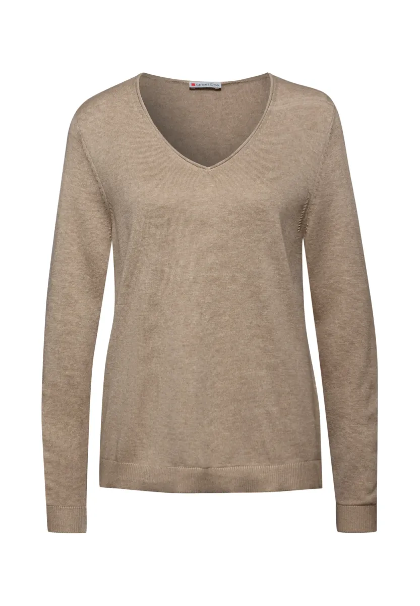 V-NECK PULLOVER - Strickpullover - beige