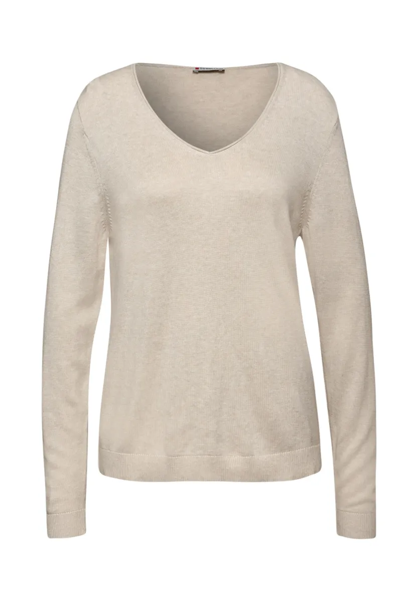 V-NECK PULLOVER - Strickpullover - beige