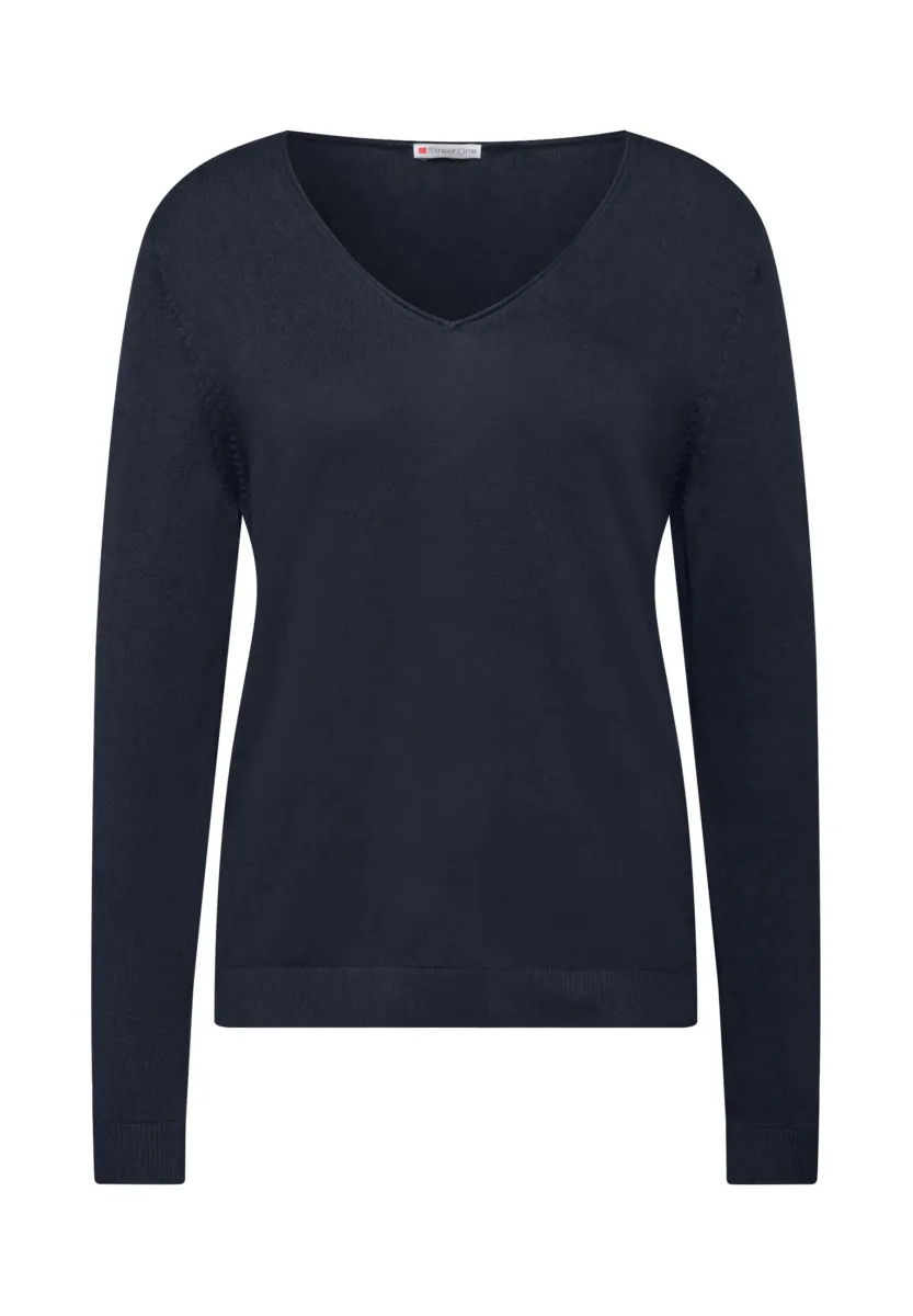 V-NECK PULLOVER - Strickpullover - blau