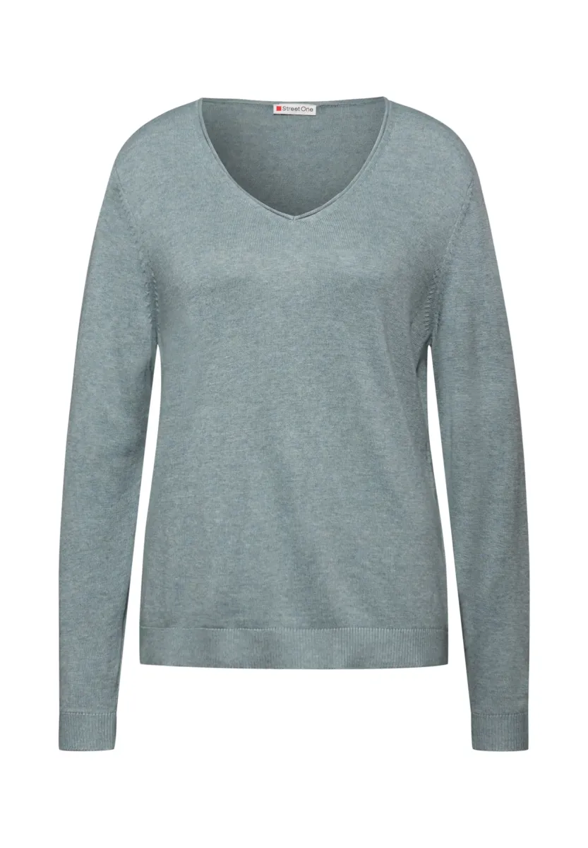 V-NECK PULLOVER - Strickpullover - blau
