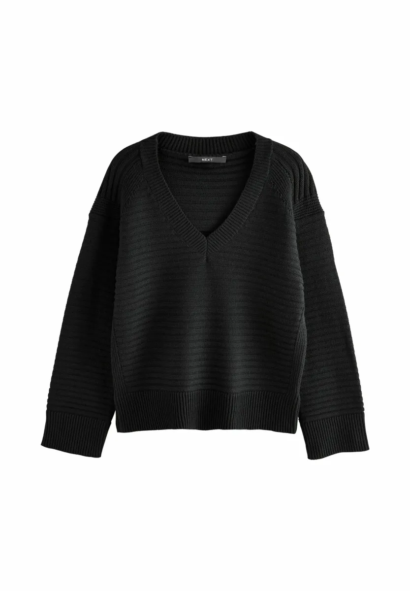 V-NECK - Strickpullover - black
