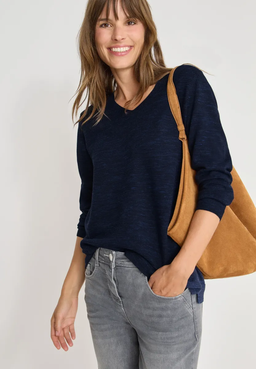 V-NECK - Strickpullover - blau