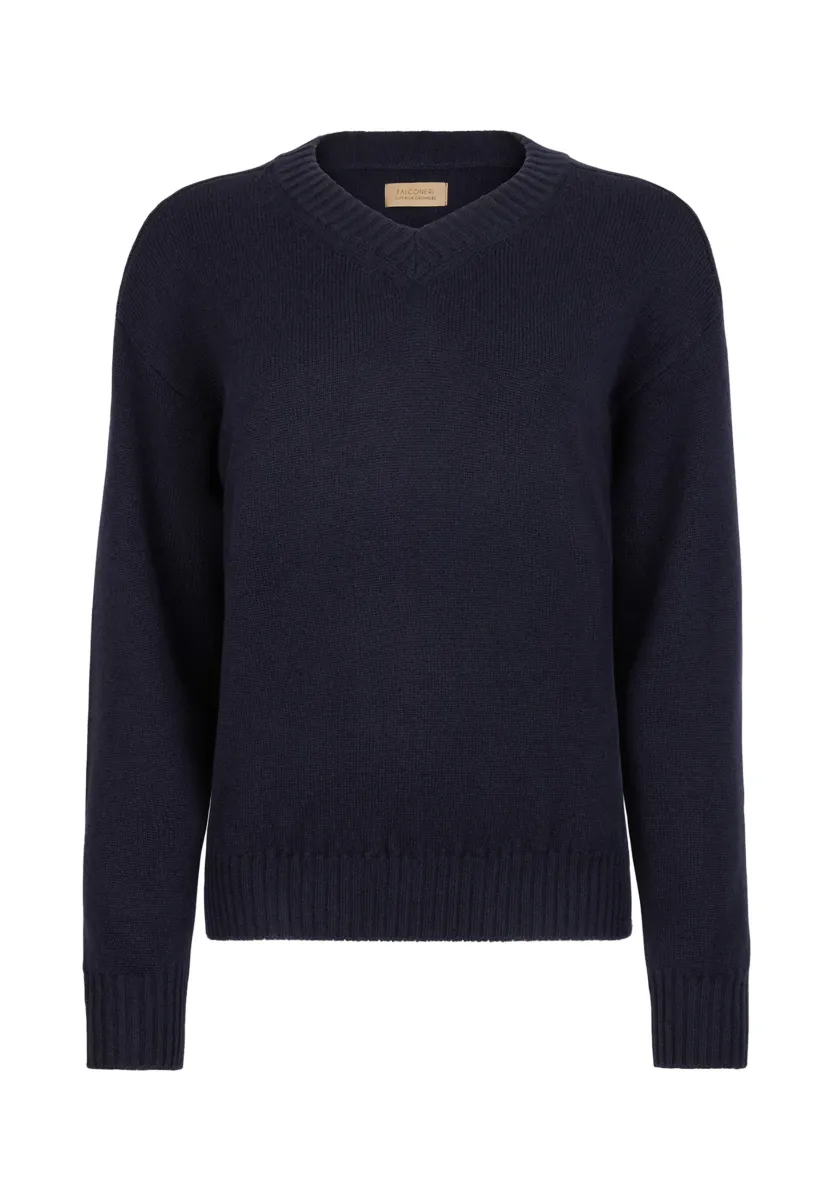V NECK - Strickpullover - Blue