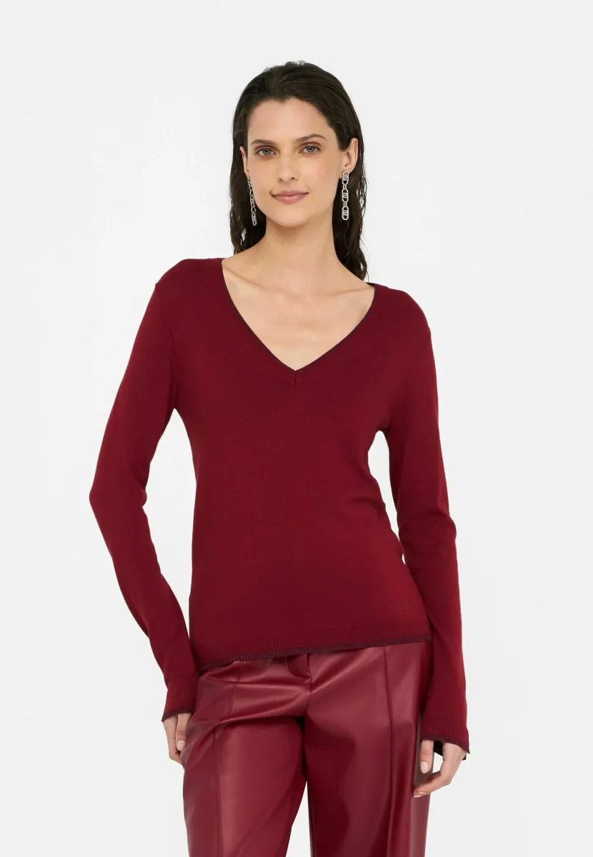 V-NECK - Strickpullover - bordeaux