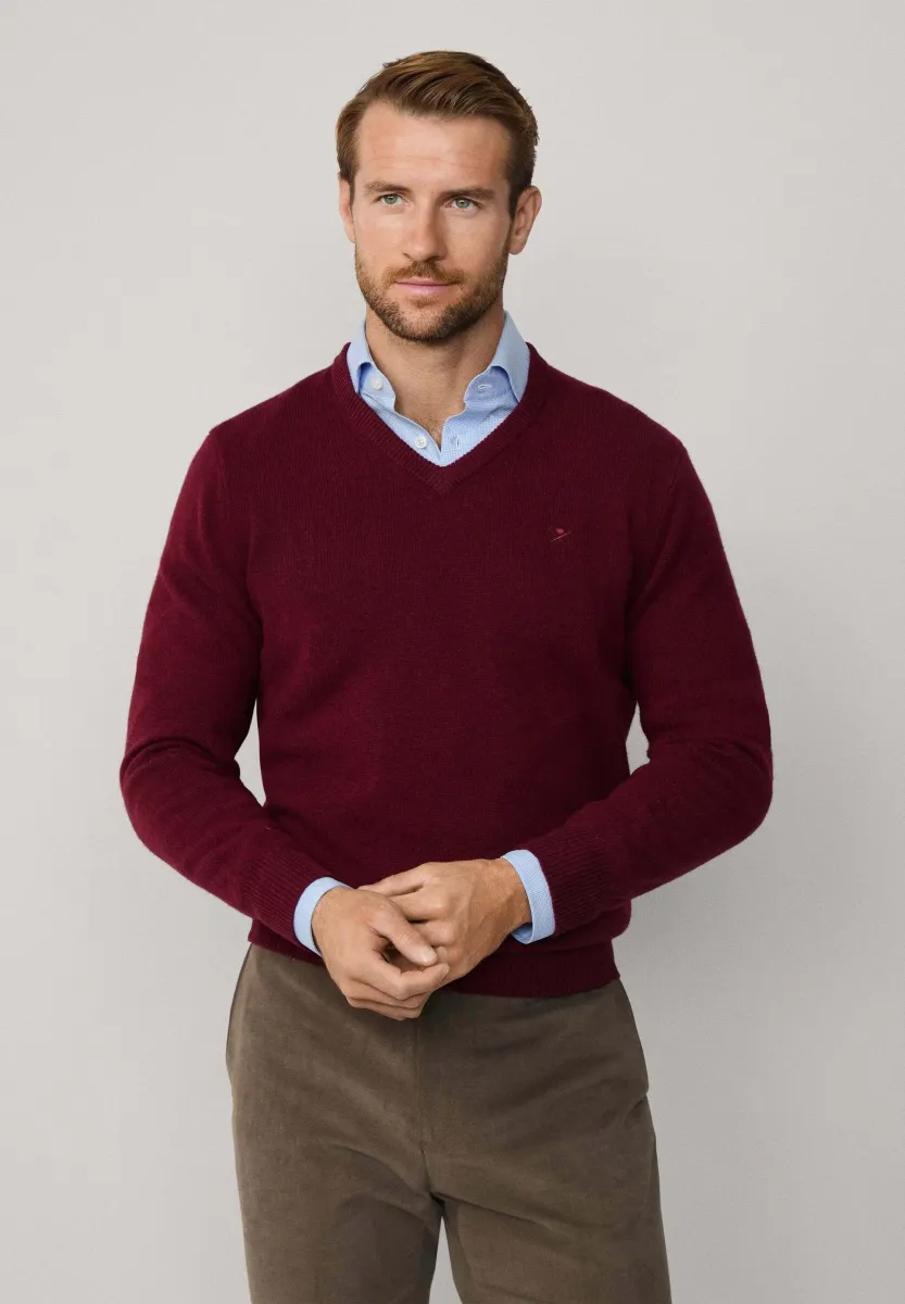 V NECK - Strickpullover - burgundy red