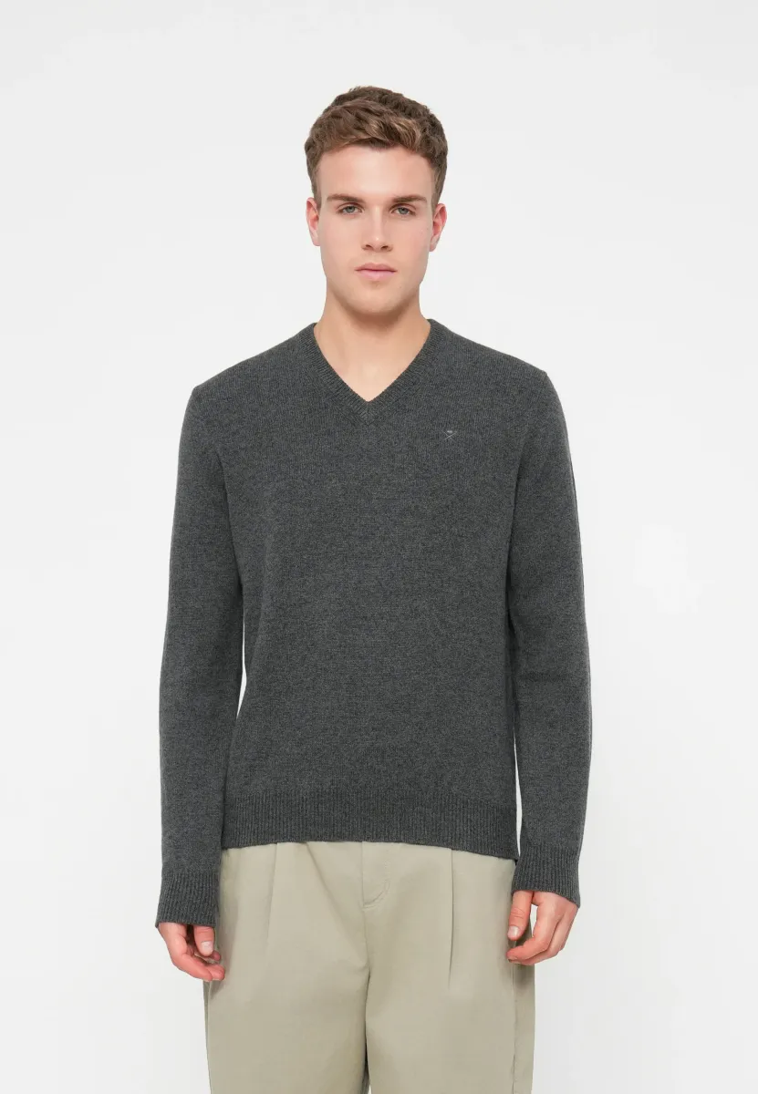 V NECK - Strickpullover - charcoal grey