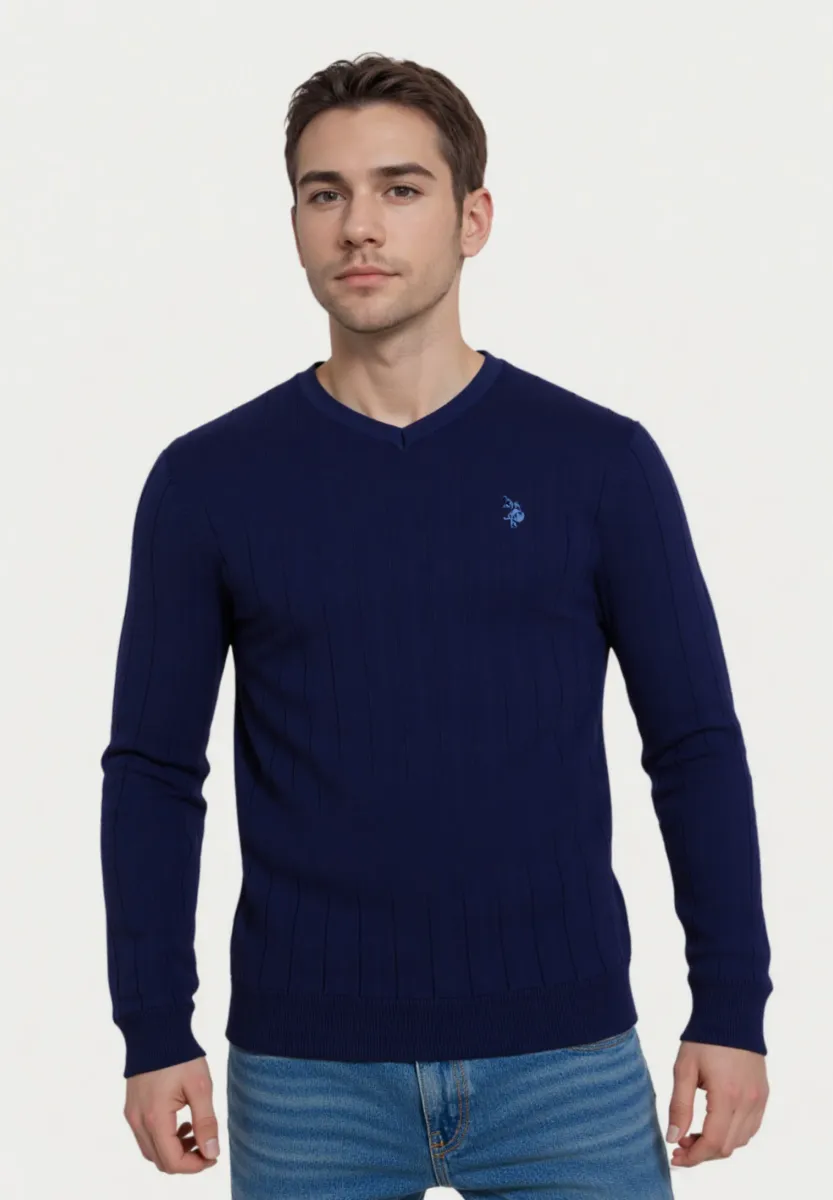 V-NECK  - Strickpullover - dunkelblau