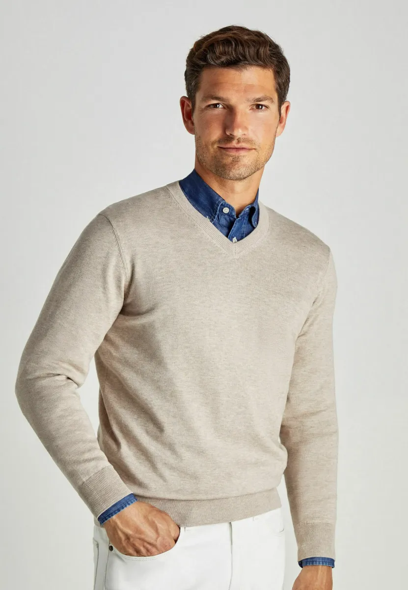V-NECK - Strickpullover - light beige