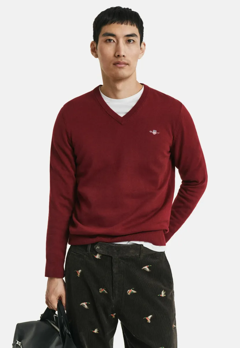 V-NECK - Strickpullover - plumped red