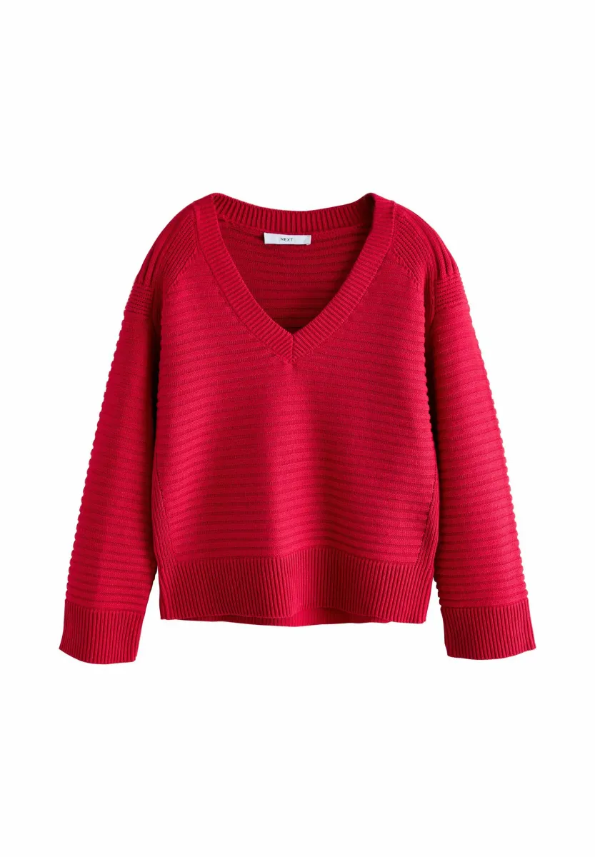 V-NECK - Strickpullover - red