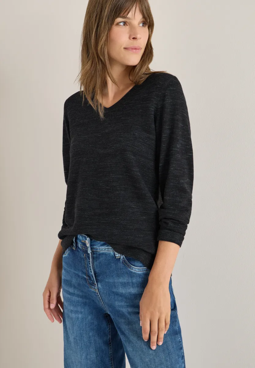 V-NECK - Strickpullover - schwarz
