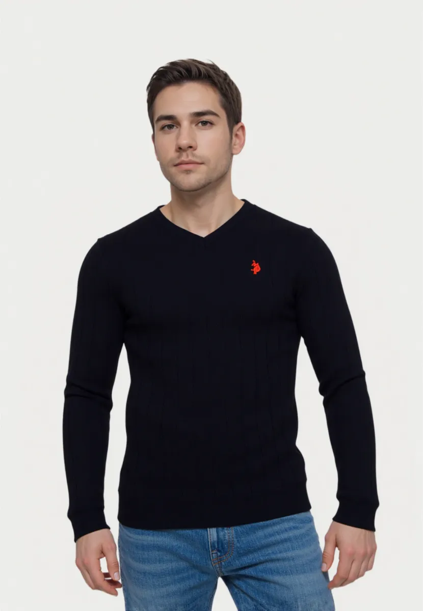 V-NECK  - Strickpullover - schwarz