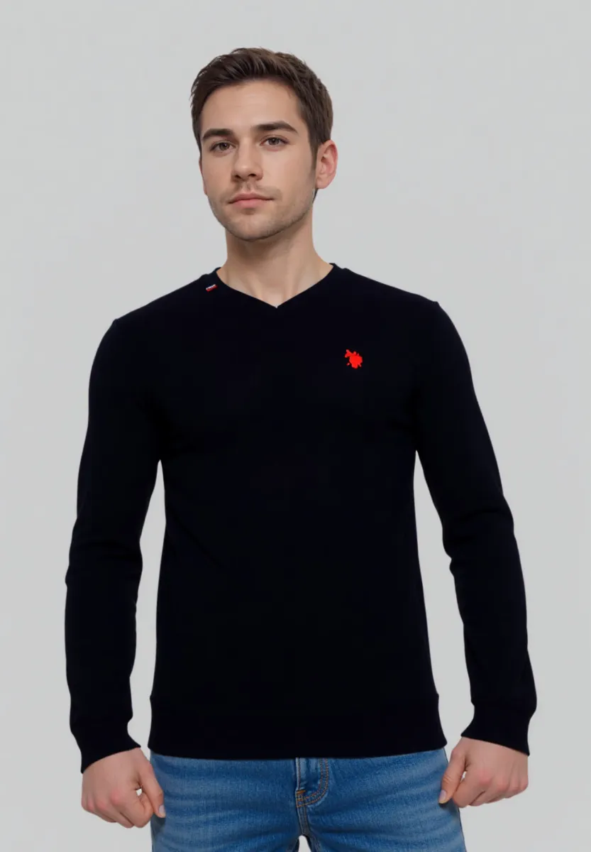 V-NECK - Strickpullover - schwarz