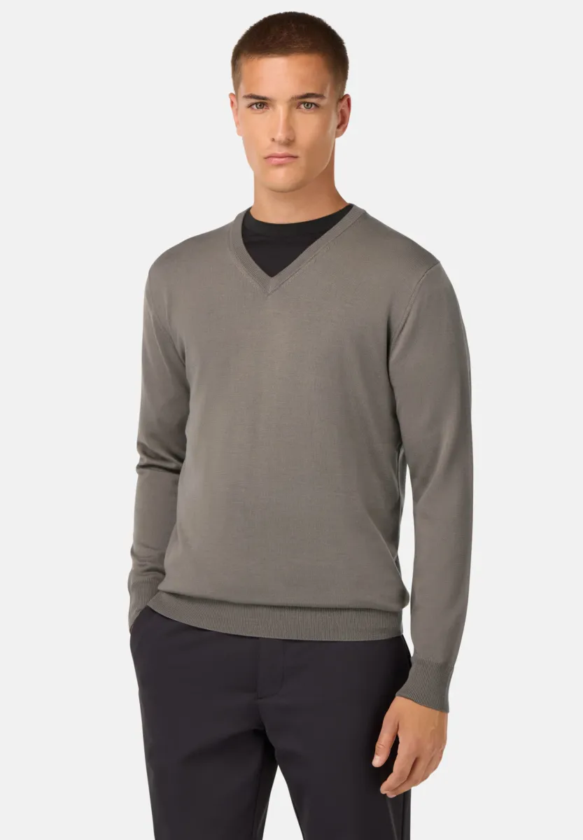 V-NECK - Strickpullover - taupe