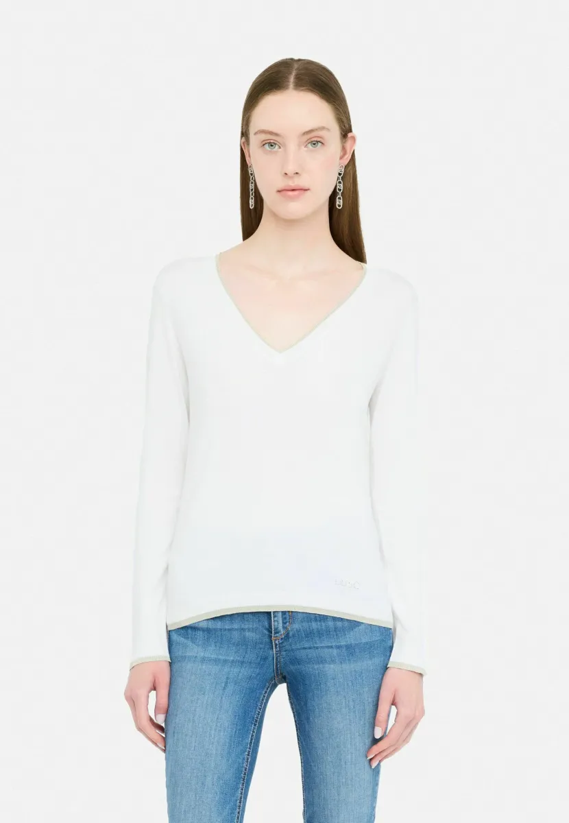 V-NECK - Strickpullover - white