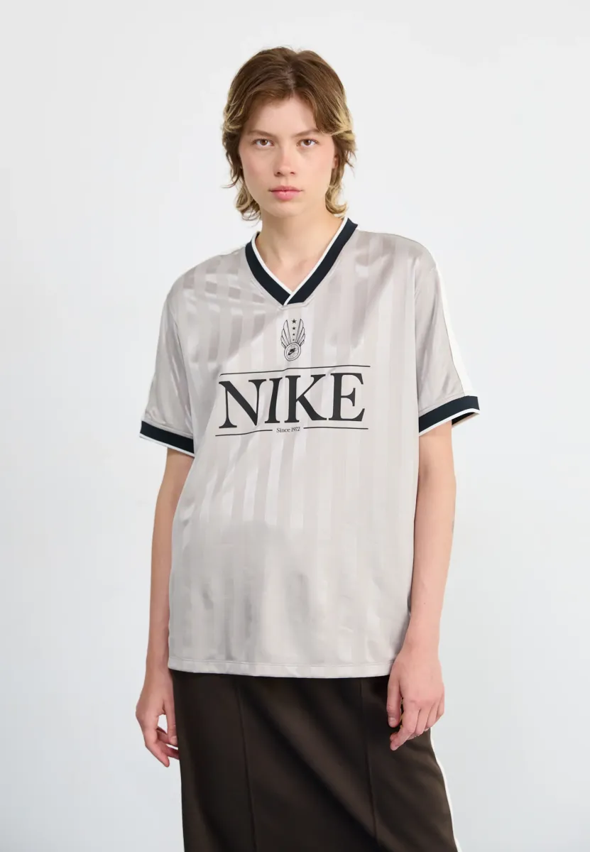 V NECK - T-Shirt print - college grey/sail/black