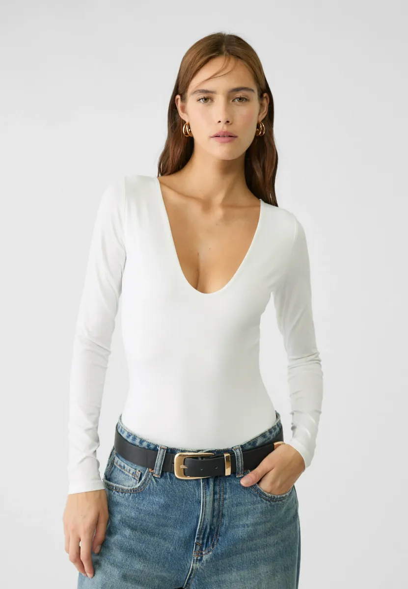 V-NECKLINE - Langarmshirt - white