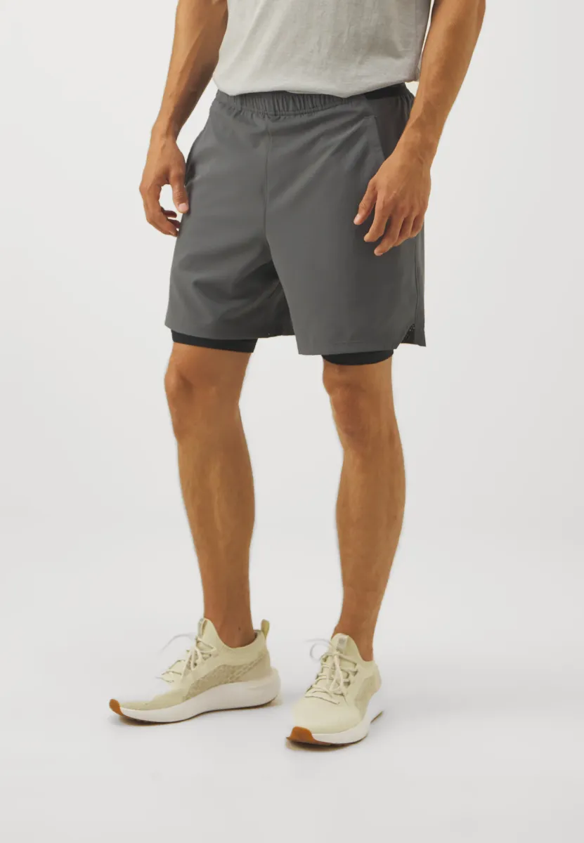 VANISH WOVEN - 2-in-1 Shorts - castlerock/black