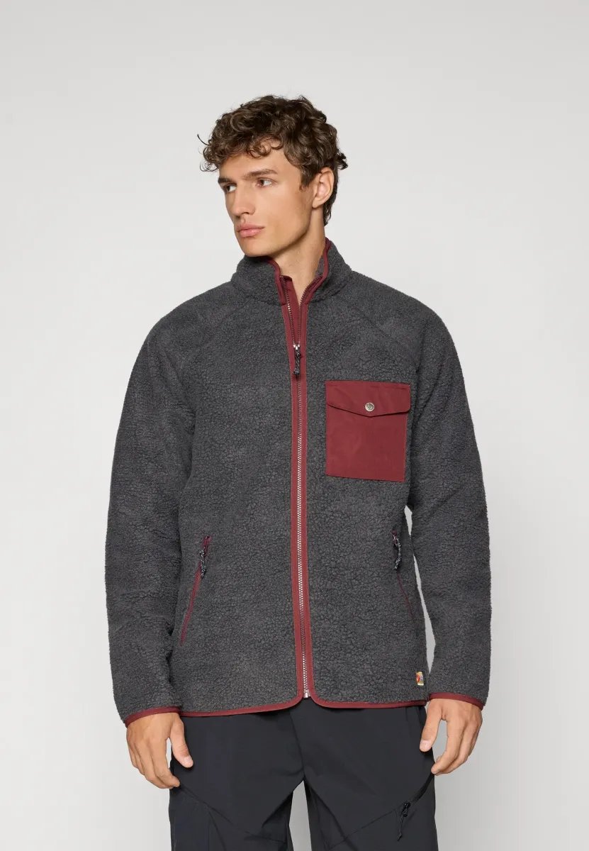 VARDAG PILE FLEECE M - Fleecejacke - dark grey/maroon