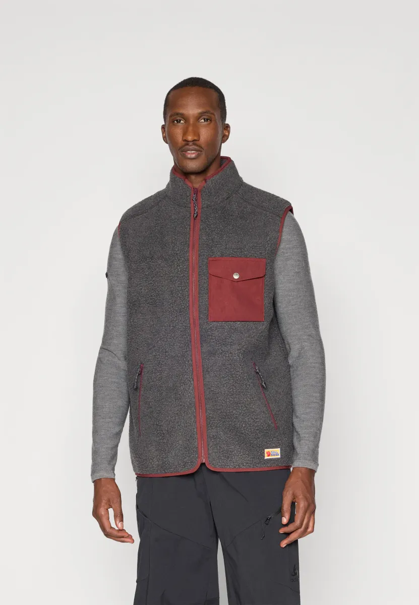VARDAG PILE FLEECE VEST M - Weste - dark grey/maroon