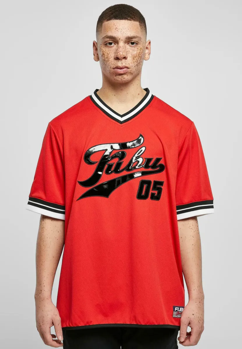 VARSITY LACQUERED - T-Shirt print - red black