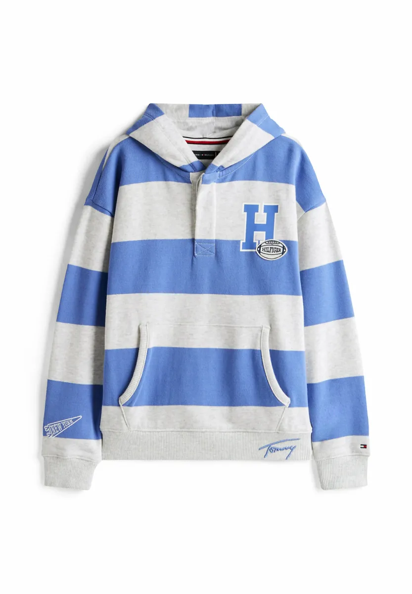 VARSITY STRIPE CONCEALED PLACKET HOODY - Kapuzenpullover - soft sapphire stripe
