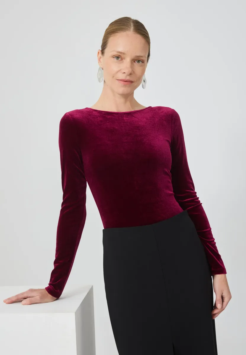 VELVET BODYSUIT - Langarmshirt - bordeaux