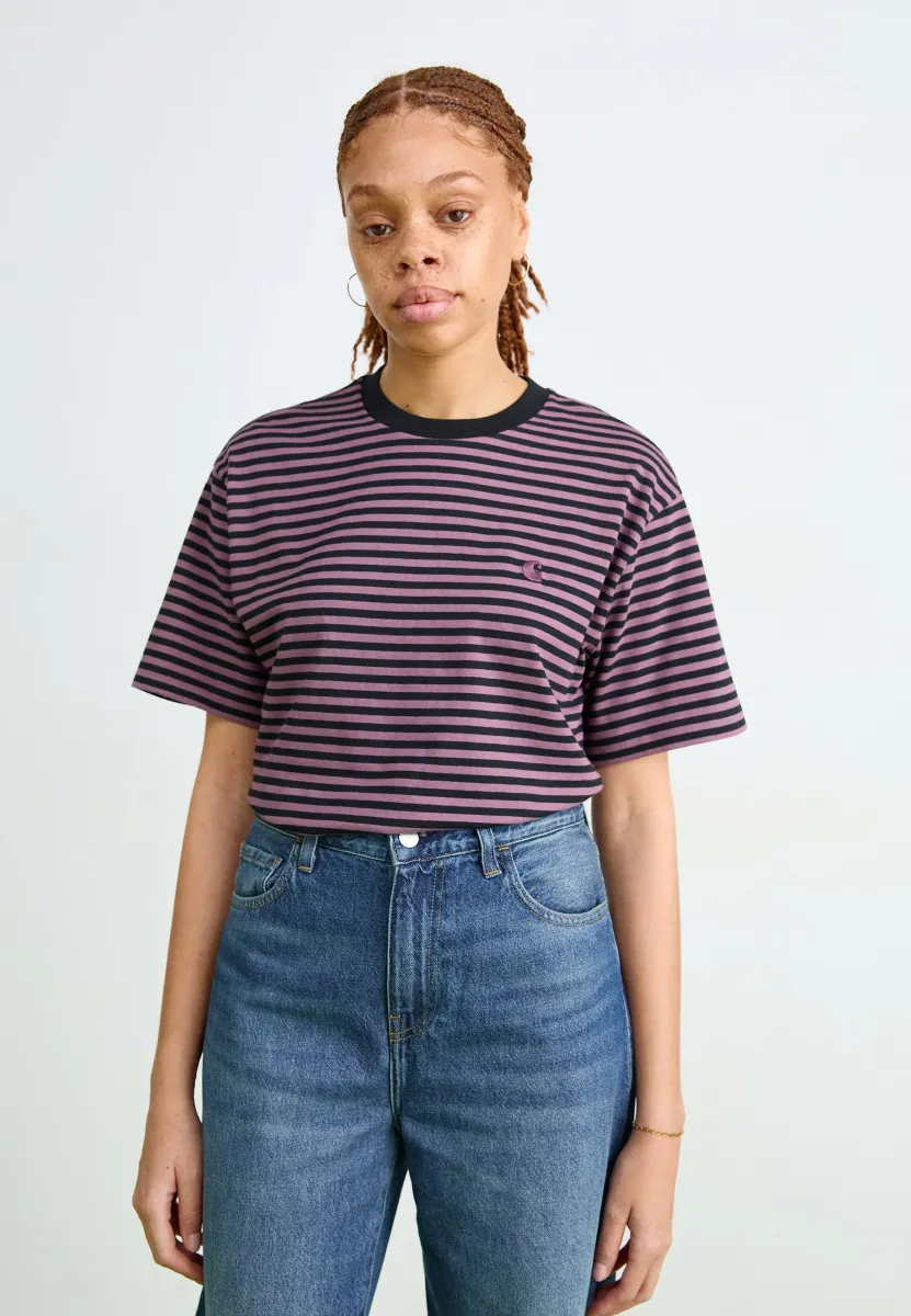 VERNER - T-Shirt print - black/phlox