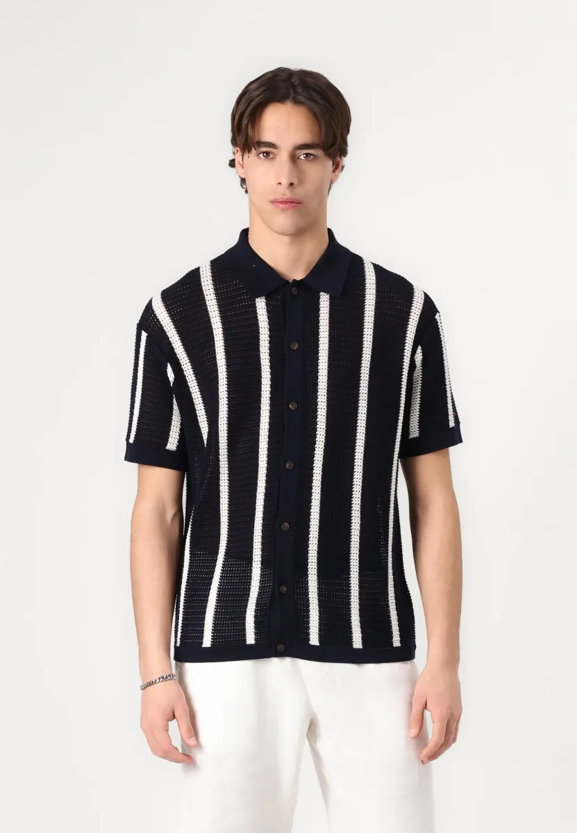 VERTICAL STRIPE OPEN SHIRT - Hemd - ivory petal/desert sky