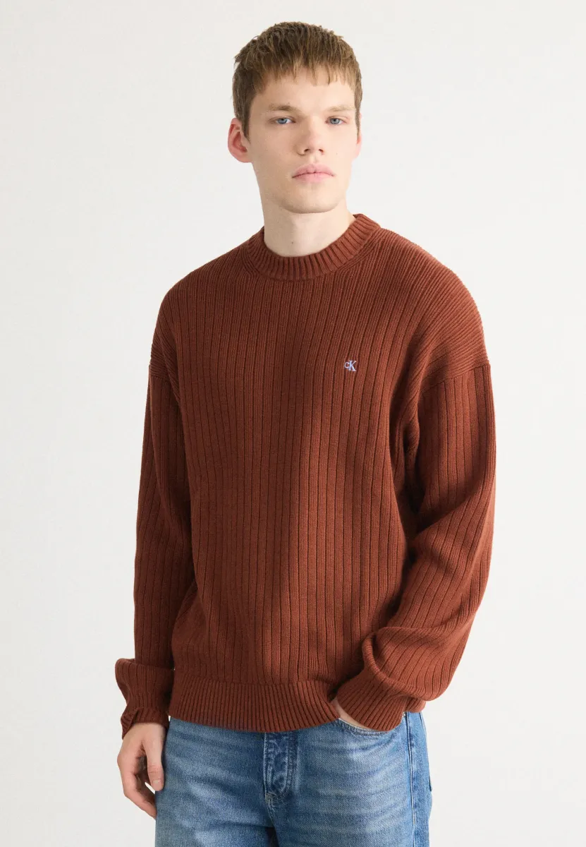 VERTICAL TEXTURE - Strickpullover - cherry mahogany