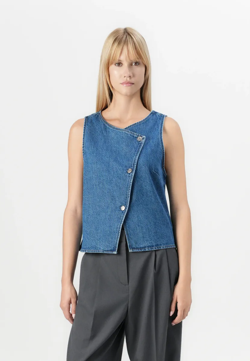 VEST HALWARD - Bluse - blue denim