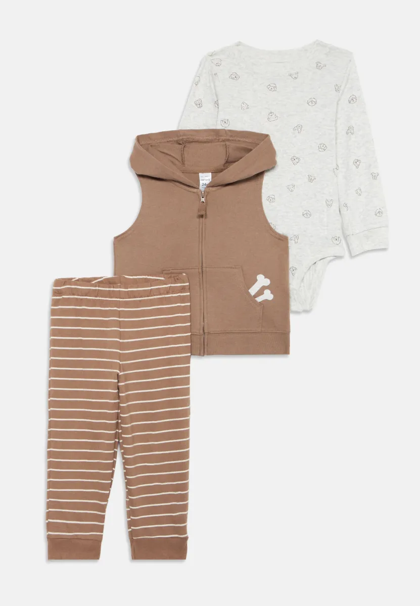 VEST SET - Langarmshirt - light brown/off-white