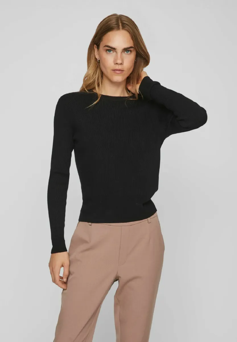 VICOMFY O-NECK  - Strickpullover - black