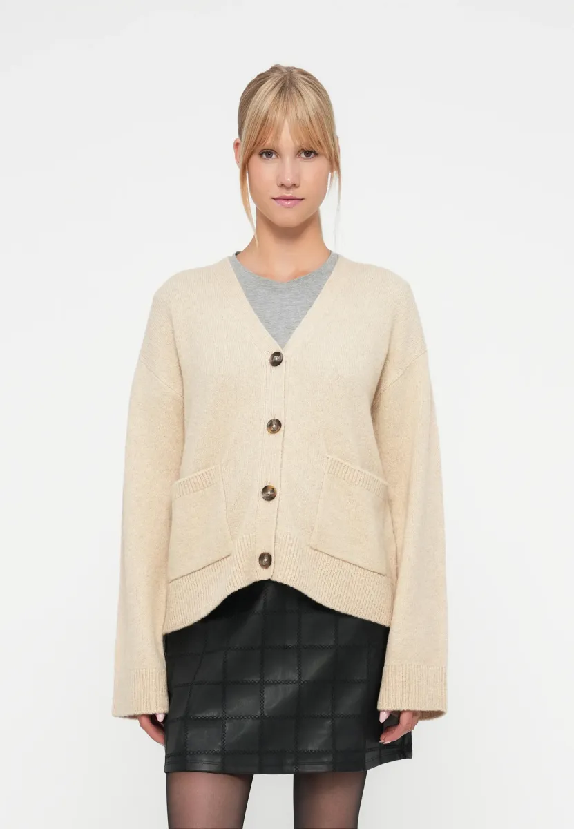 VIELLIE V NECK  - Strickjacke - cement