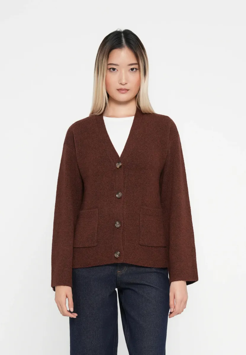 VIELLIE V NECK  - Strickjacke - chocolate fondant