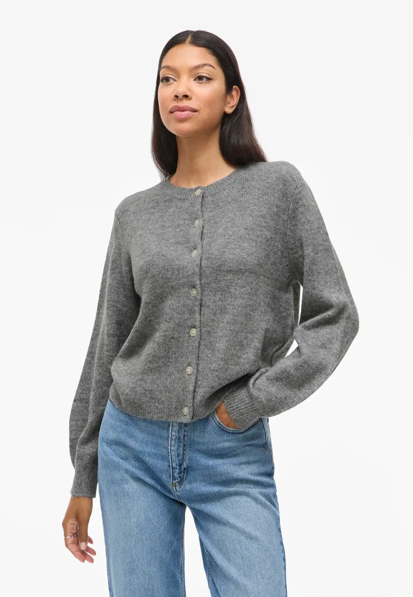 VIGLADYS O NECK - Strickjacke - medium grey melange