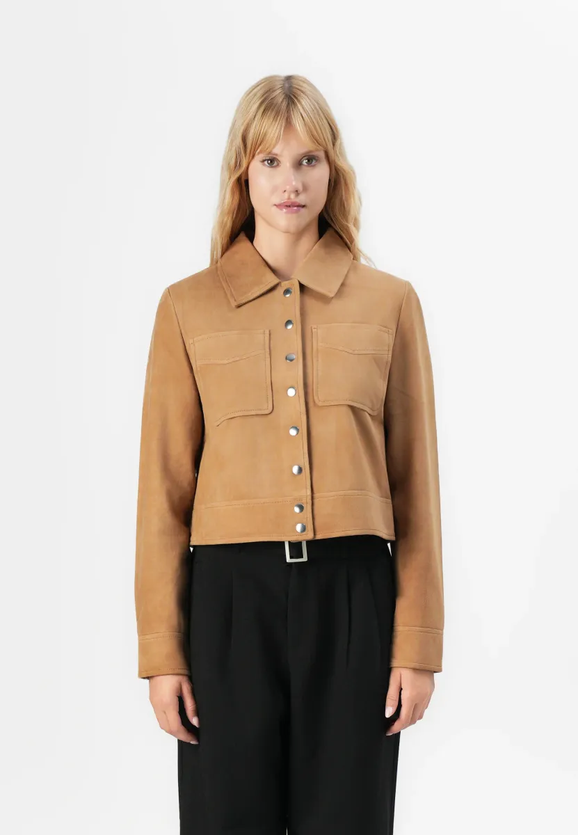 VIIDA SHORT JACKET - Lederjacke - toasted coconut