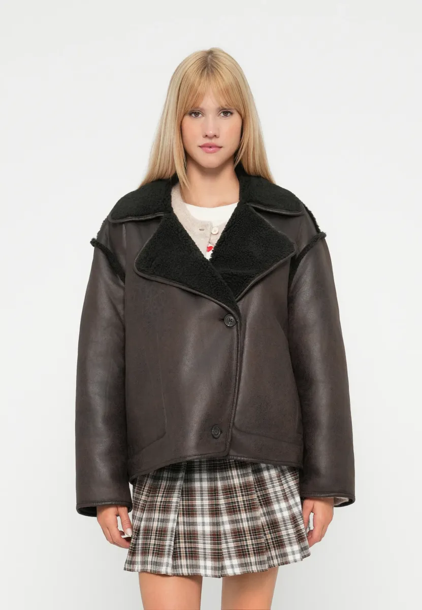VIKADERA JACKET - Kunstlederjacke - demitasse
