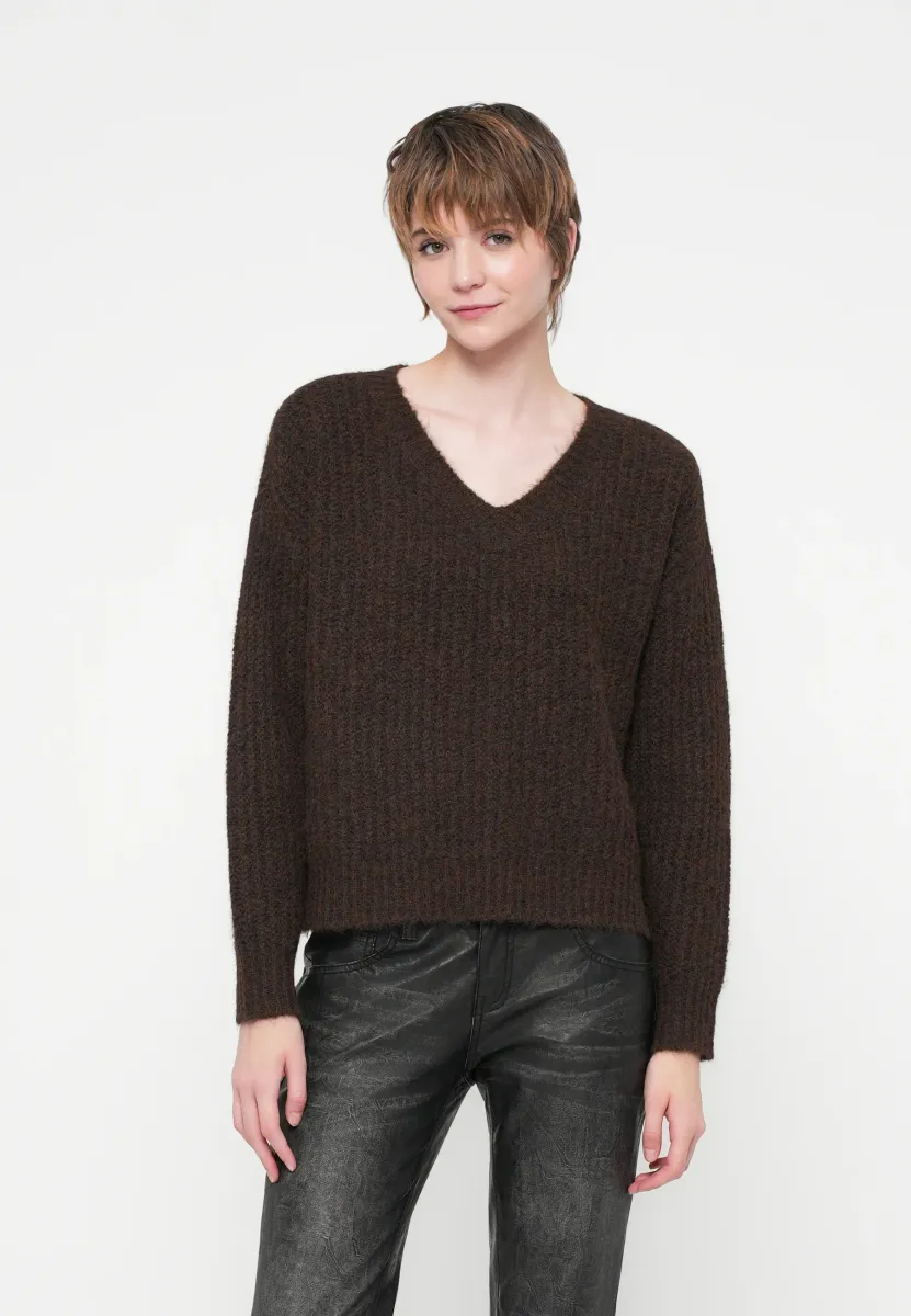 VILAMPE VNECK  - Strickpullover - coffee bean