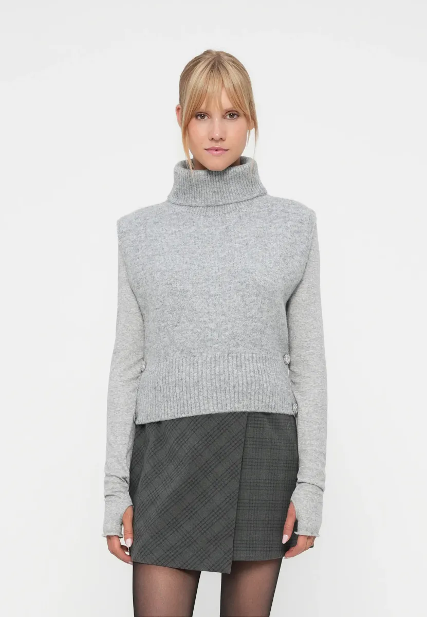 VILYLA COLLAR - Strickpullover - light grey melange