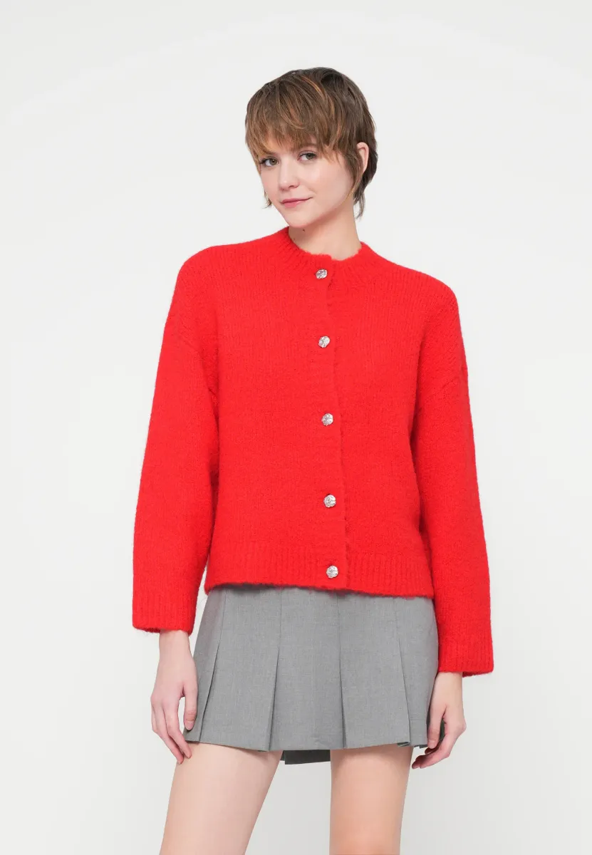 VIMARLEY BUTTON DETAIL - Strickjacke - hibiscus