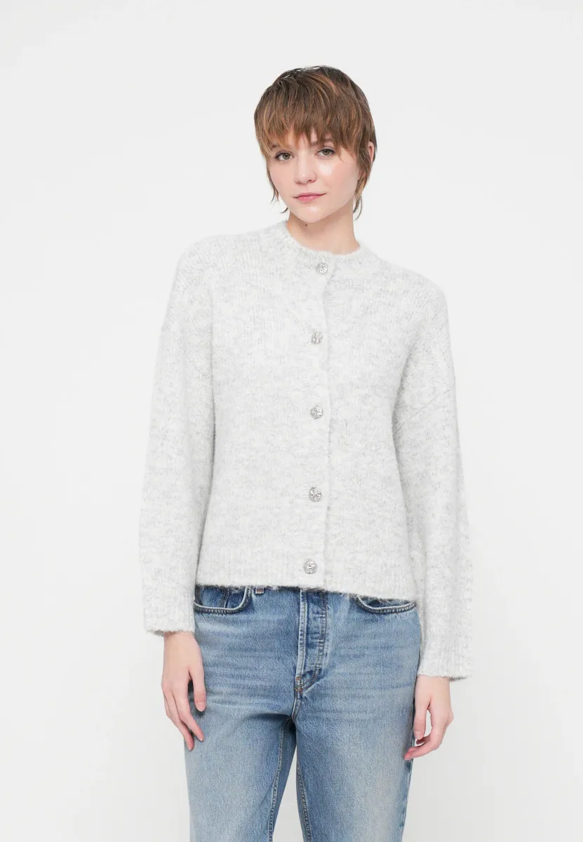 VIMARLEY BUTTON DETAIL - Strickjacke - light grey melange