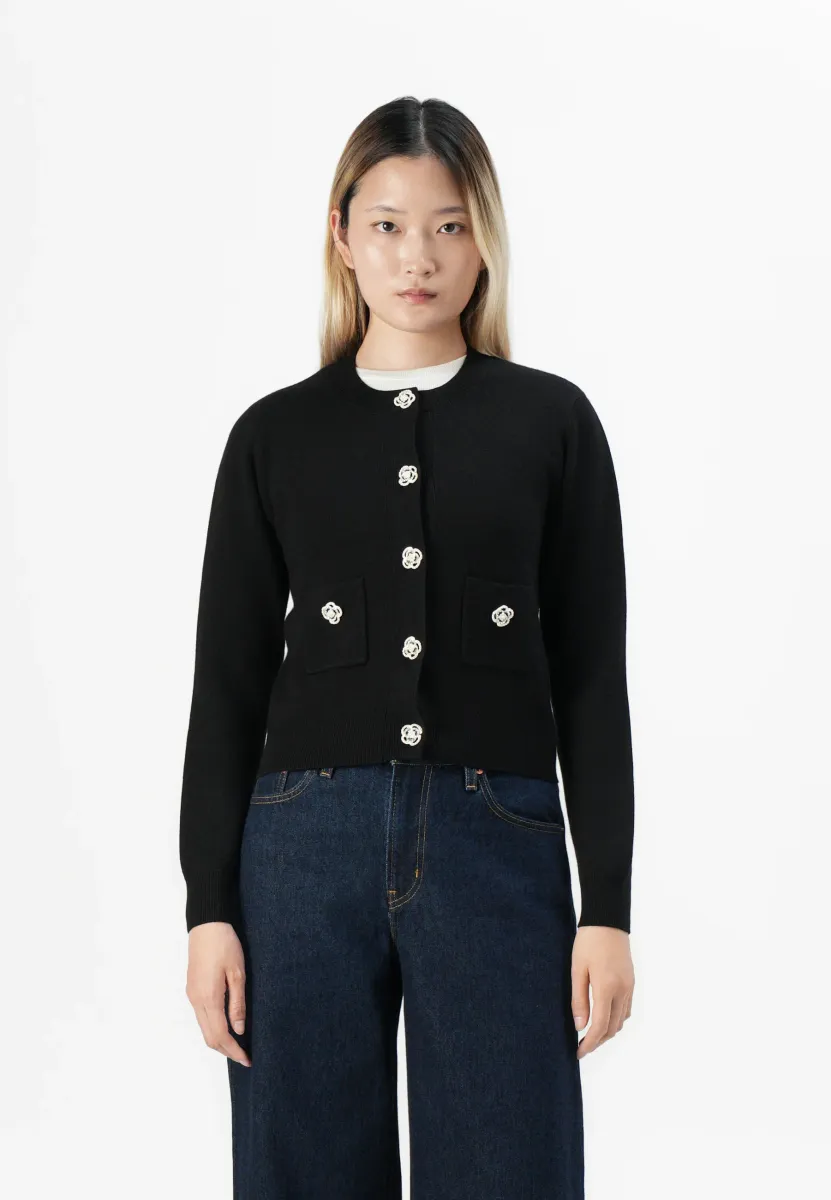 VINAME BUTTON CARDIGAN - Strickjacke - black