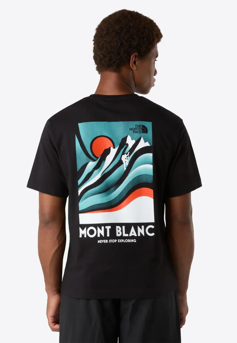 VINTAGE MOUNTAIN SS TEE - T-Shirt print - tnf black blue eclipse