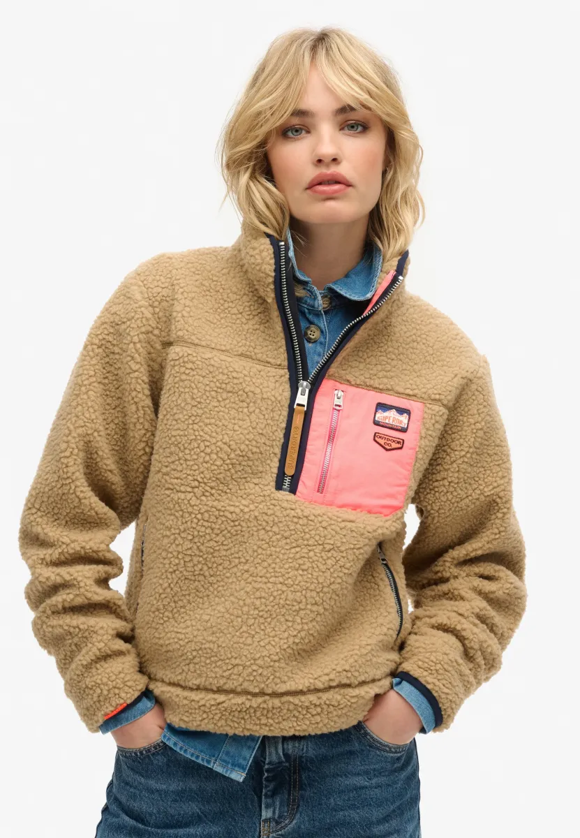 VINTAGE RETRO HALF ZIP - Fleecepullover - classic tan brown