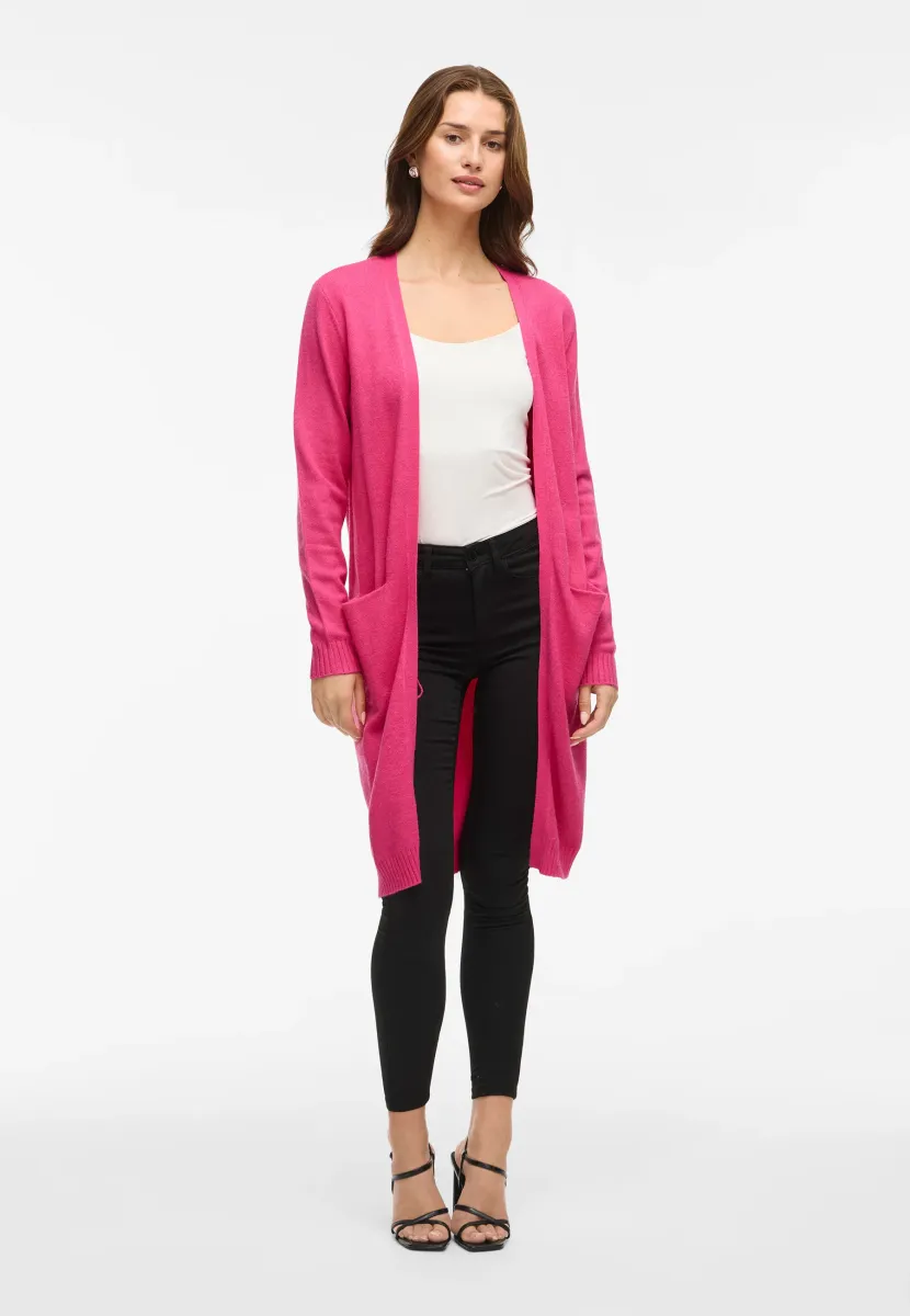 VIRIL LONG CARDIGAN - Strickjacke - magenta detail:dark melange