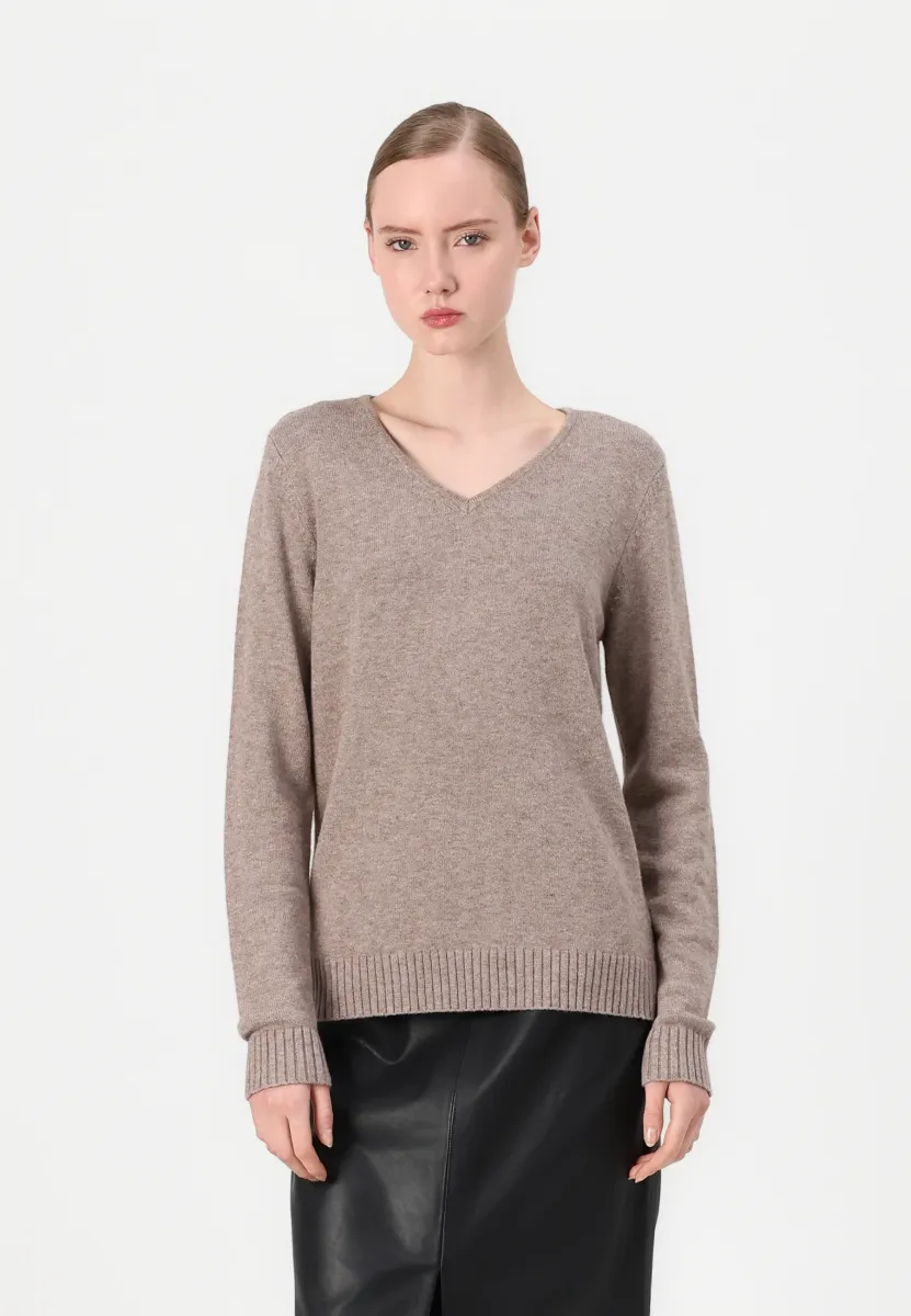 VIRIL L/S V-NECK TOP - Strickpullover - brown
