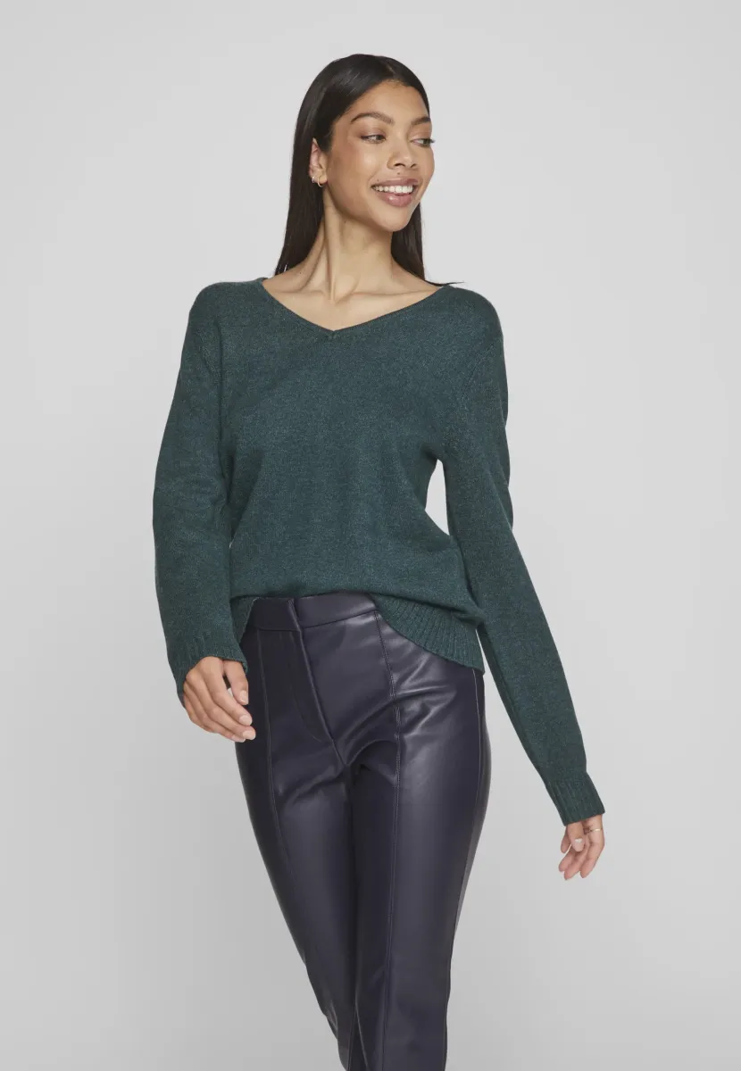 VIRIL L/S V-NECK TOP - Strickpullover - ponderosa pine