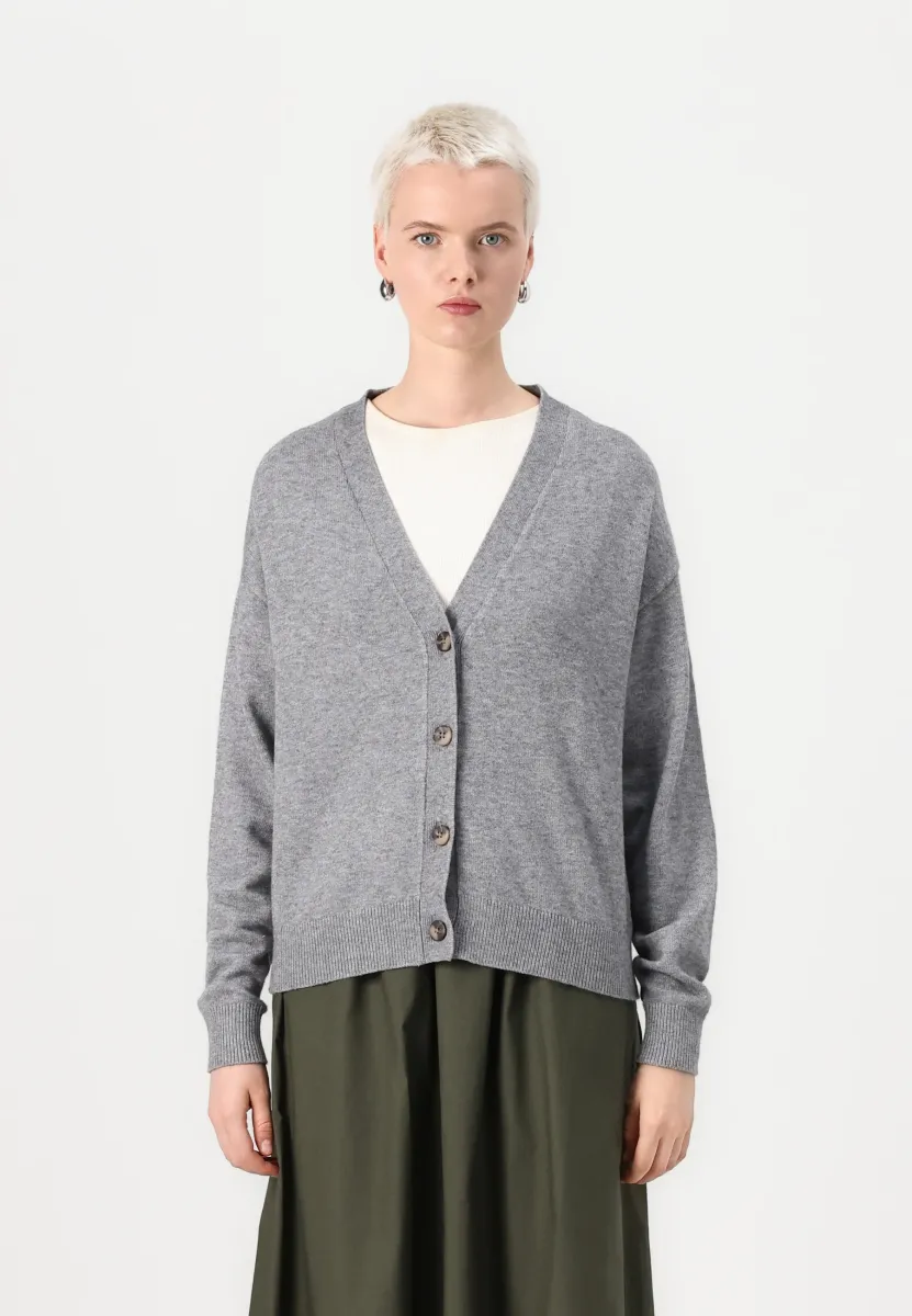 VIRIL V NECK - Strickjacke - medium grey melange